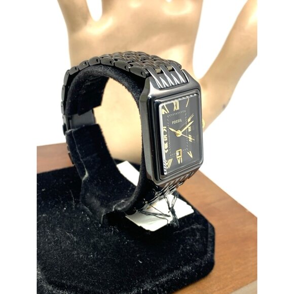 Fossil Women's Watch ES5385 Raquel Quartz Tank Gold Black Stainless Steel 23mm - Picture 12 of 12